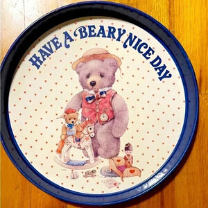 VTG 1992 have a beary nice day metal dinner accent tray home decor giftco ltd